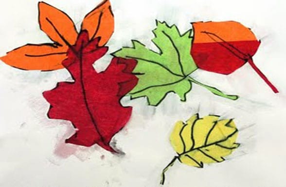 Fall leaves in tissue paper