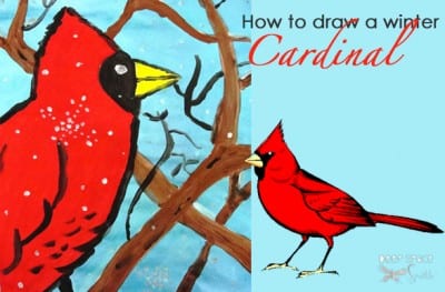 winter cardinal bird project for kids art craft lesson