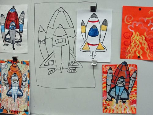 spaceship drawing for kids