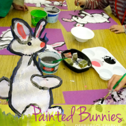 Stamped bunny art project An easy art and craft project for Easter or Springtime art activities.