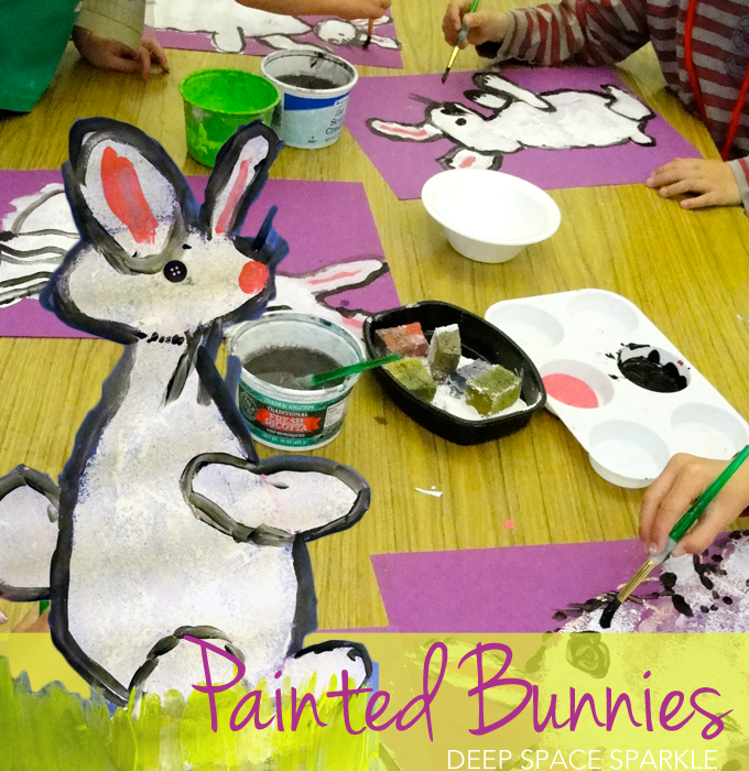 Stamped bunny art project An easy art and craft project for Easter or Springtime art activities.