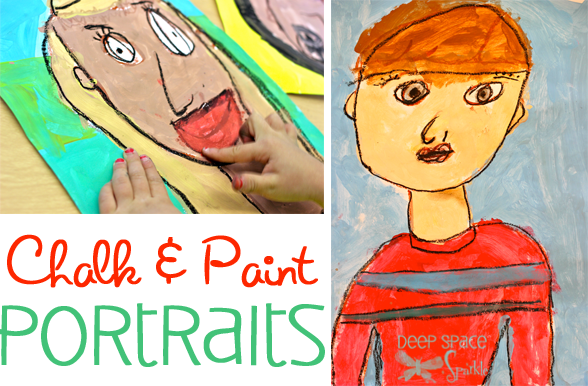 Chalk Pastel & Tempera Paint Portraits for Kinders