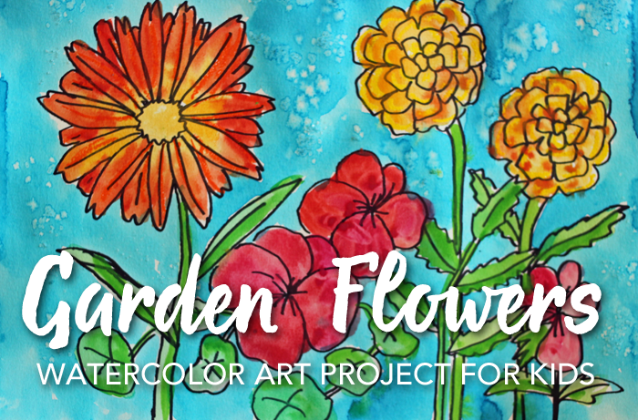 How to draw garden flowers art project video