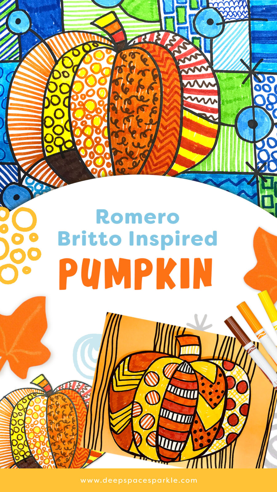 Draw and color a Romero Britto Inspired Pumpkin- Halloween Art project