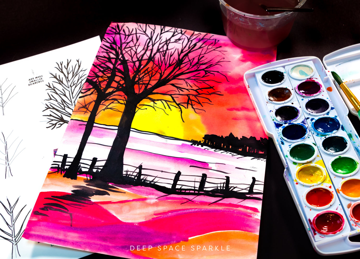 Winter Tree Silhouette Art Project | Deep Space Sparkle