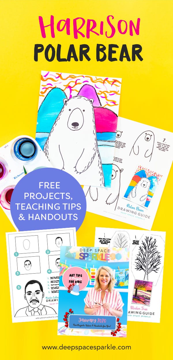 ted harrison inspired polar bear art project for kids using pan watercolors download handout