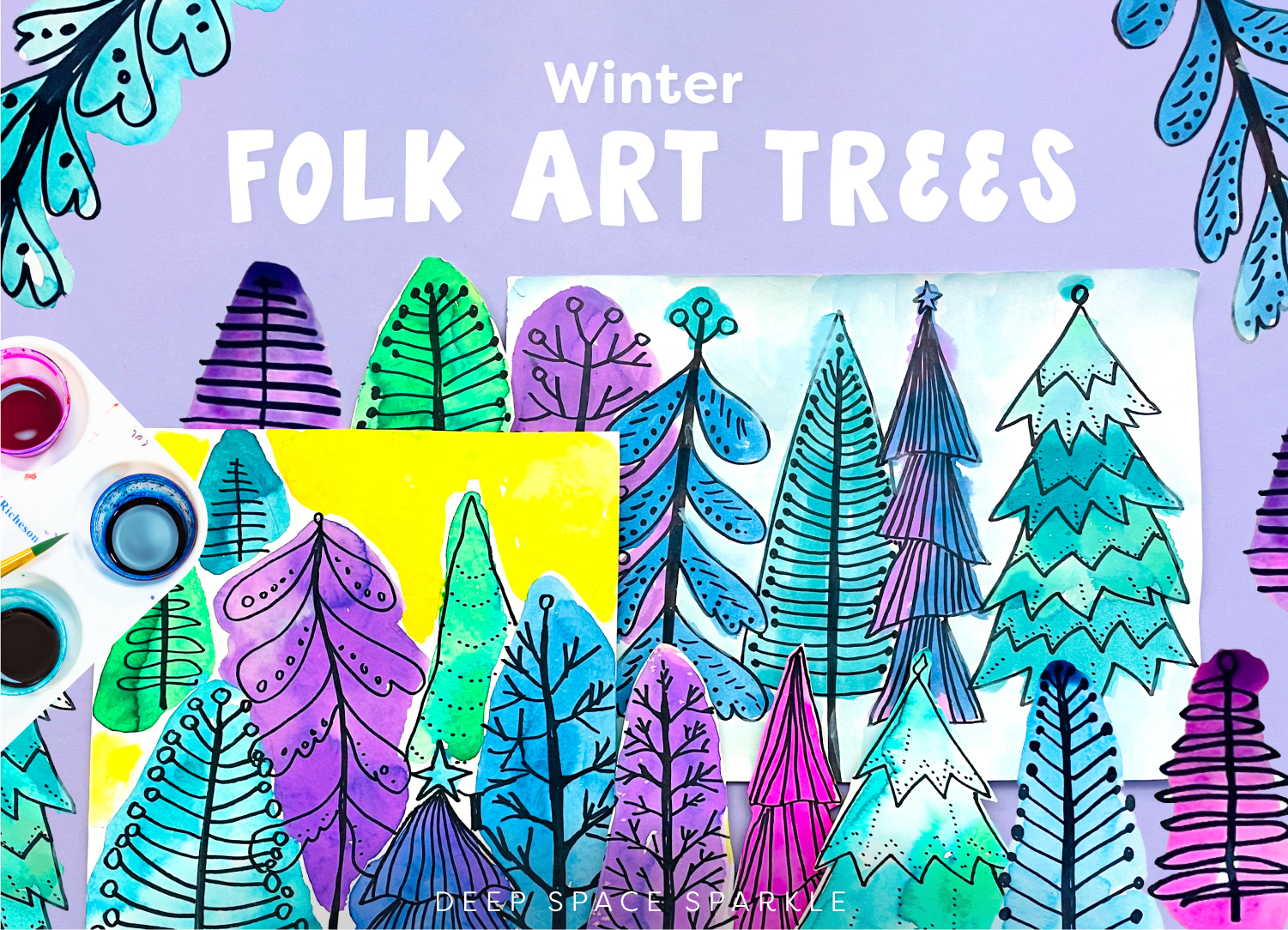 Winter Folk Art Trees